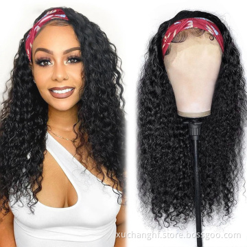 Head band Wig Brazilian Virgin Water Wave Perruque Bandeau Curly Perruqu Avec Bandeau Human Hair Headband Wig For Black Women